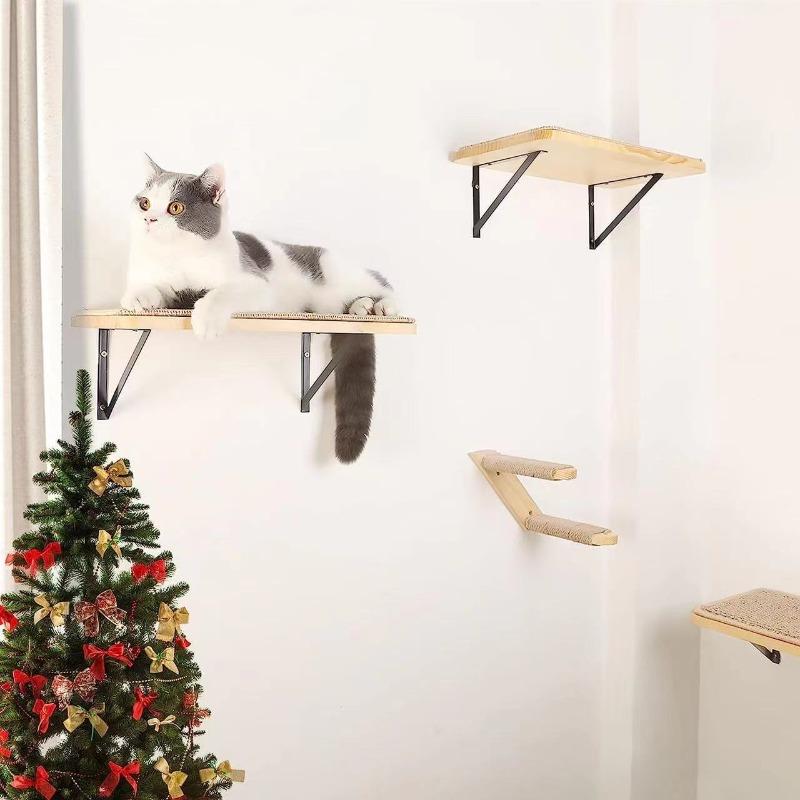 Solid Wood Cat Climbing Frame Catnap Bounce Wall Climbing Scraper Bed for Scratching Post Lair Cat Toys Cats Accessories Pets
