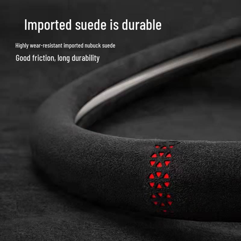 Four-Season Ultra-Thin Suede D-Shaped, Non-Slip, Breathable Steering Wheel Cover