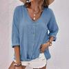 Summer V-neck Pullover Short-sleeved Loose Women's Shirt Casual Women's Blouse