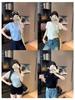 Chic Color Block Crew Neck Short Sleeve Knitted T-Shirt for Women - Preppy Style Summer 2025