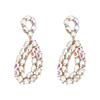 Teardrop Alloy Earrings Crystal Embellished Elegant Style Jewelry Handmade Ear Accessories For Parties Event