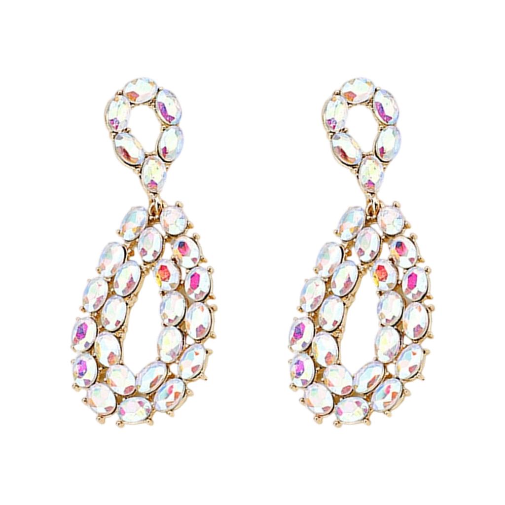 Teardrop Alloy Earrings Crystal Embellished Elegant Style Jewelry Handmade Ear Accessories For Parties Event