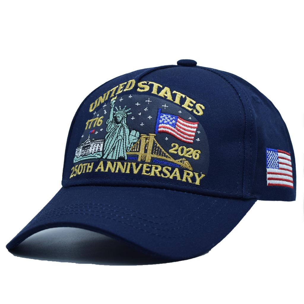 United States 250th Anniversary Embroidered Baseball Cap Adjustable Fit with Statue of Liberty and Flag Print for Adults