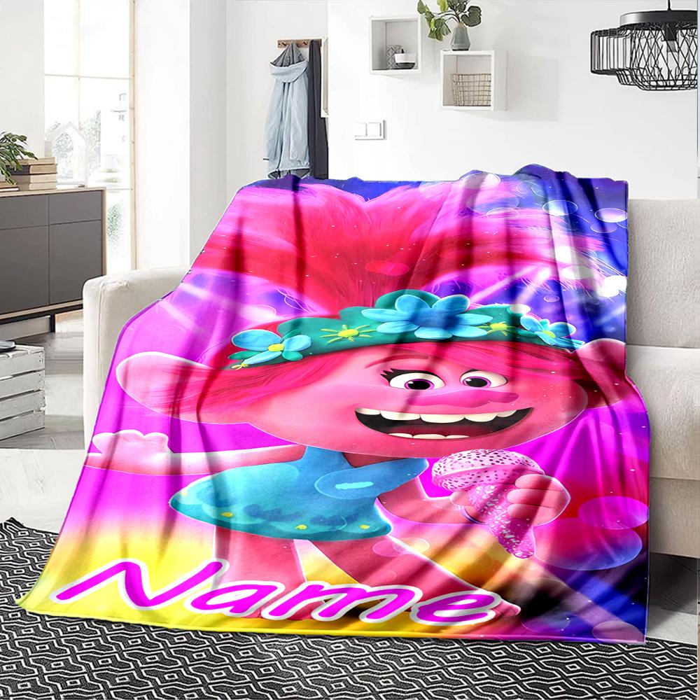 Customiz Name Personality Trolls Blanket Soft &Warm Sofa Office Bed Travel Lunch Break Blanket, Gift Suitable All Seasons