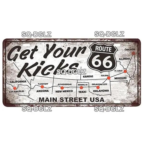ROUTE 66 Metal Sign Tin Sign Licenses Plate Garage Decor Plaque Vintage Man Cave Bar Pub Club Home Wall Decor Garage Poster