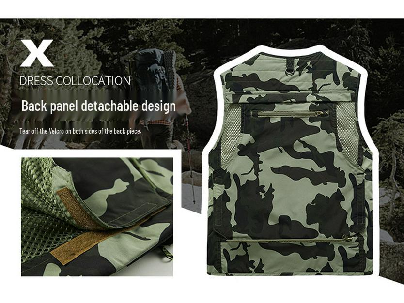 Men's Camouflage Mesh Photography Vest – Lightweight, Multi-Pocket for Outdoor, Fishing, and Casual Wear.