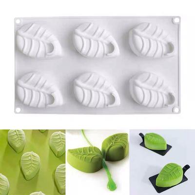 1 Pc 6 Even Leaf Dessert Mousse Cake Mold, Fondant Silicone Mold Succulent Aromatherapy Baking Mold
