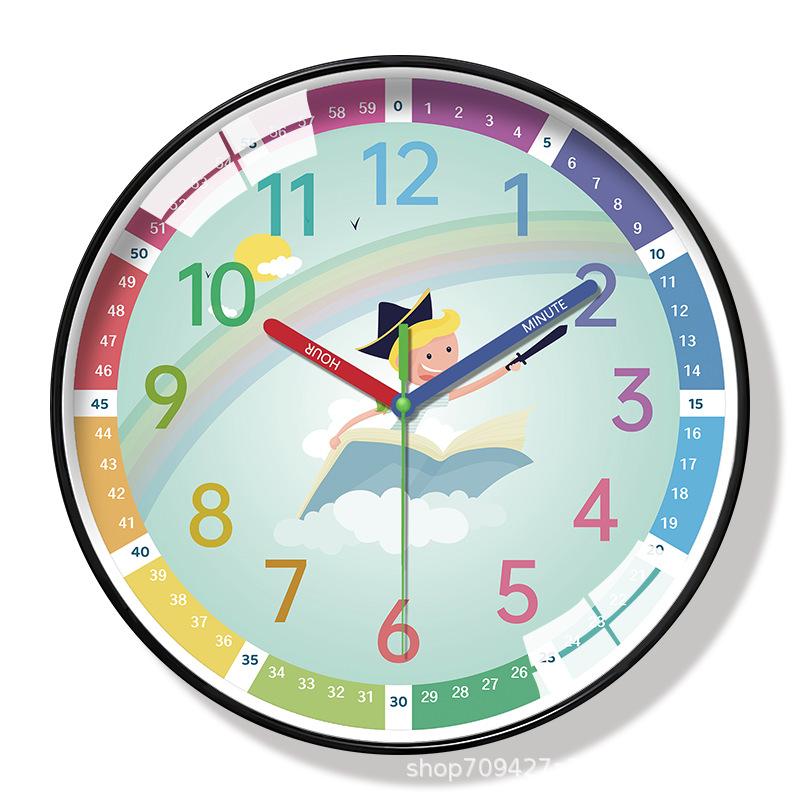 Colorful Digital Plastic Glass Teaching Wall Clock Living Room Bedroom Kitchen Home Decoration Silent Quartz Clock Holiday Gift (No Battery)