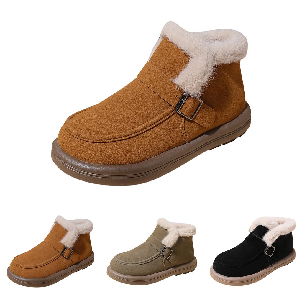 Women's Plush And Thick Flat Soled Thick Heeled Boots Cotton Casual Shoes Women Wedges