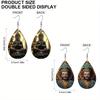 Retro Buddha Statue PU Leather Earrings Double-sided Pattern Print Water Drop Earrings Women Vintage Classic Earrings Simple Gifts for Friends