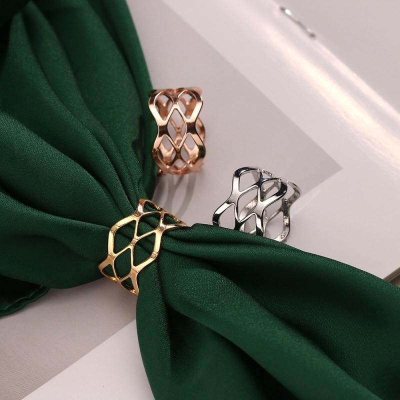 New Silk Scarf Buckle Simple Line Alloy Versatile Hijab Ring Headband Fixing
