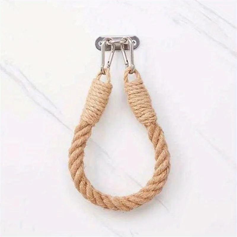 1PC  Rust proof retro hemp rope toilet paper holder - portable assembly, hemp towel holder suitable for bathrooms or kitchens