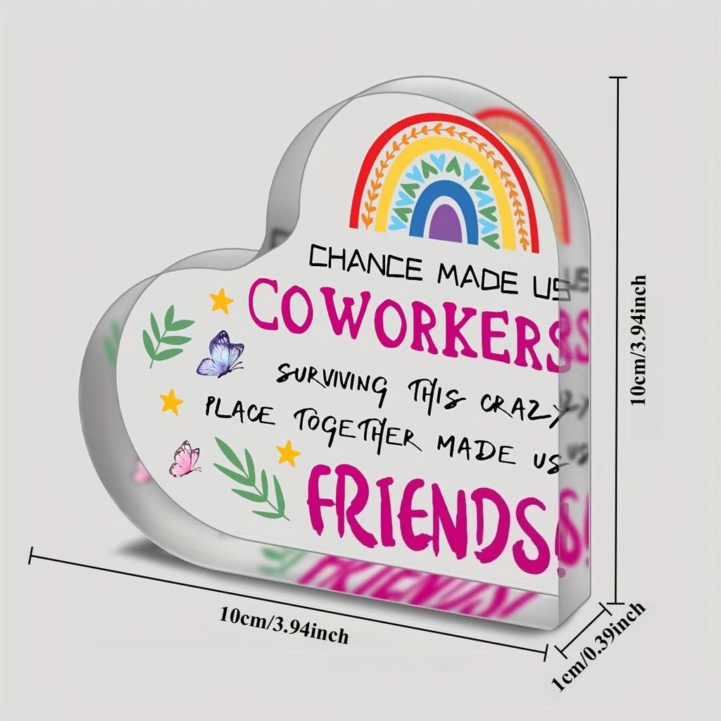Thank-You Gift for Colleagues, A Heart-Shaped Acrylic Decorative Plaque Desktop Statue, Suitable for All Occasions, A Gift for Colleagues and Friends