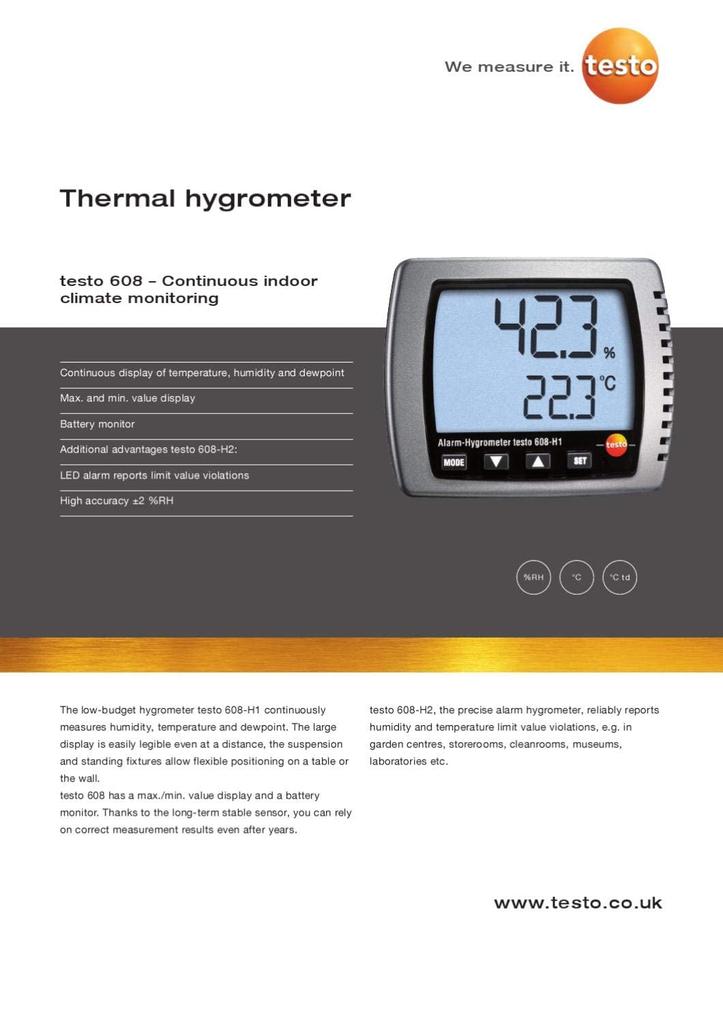Testo Tisch-Thermohygrometer 608-H1 (±3% rF)