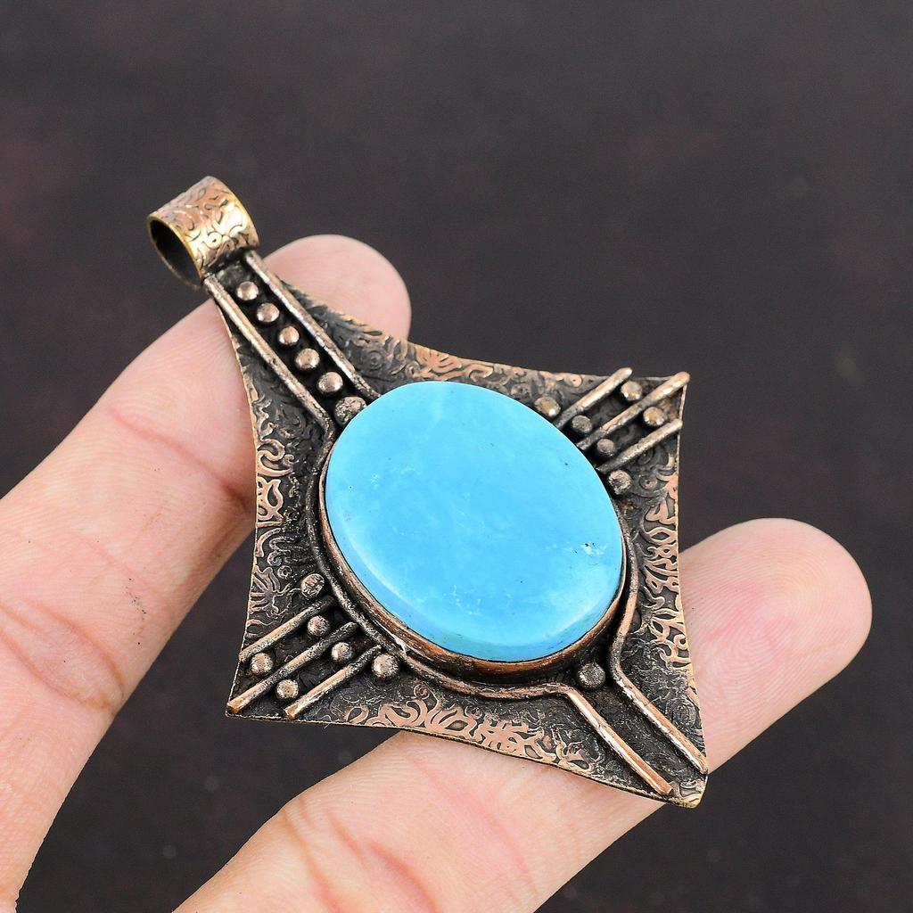 Arizona Turquoise Pendant Copper Pendant Handmade Pendant Unique Copper Jewelry Natural Gemstone Pendant Turquoise Jewelry Gift For Friend