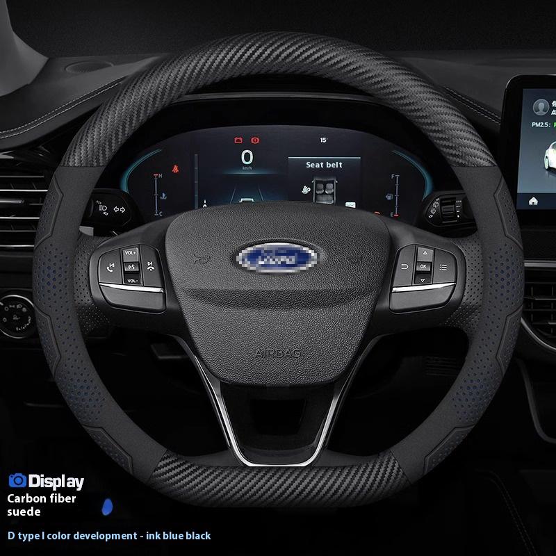 Carbon Fiber Suede Steering Wheel Cover for Ford Focus F150 Mondeo Fiesta Kuga Edge Ecosport Explorer Escape Fusion Car Accessor