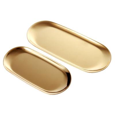 1 PCS Edelstahl Tablett Lagerung Tablett Tee Obst Tablett Kosmetik Schmuck Gold