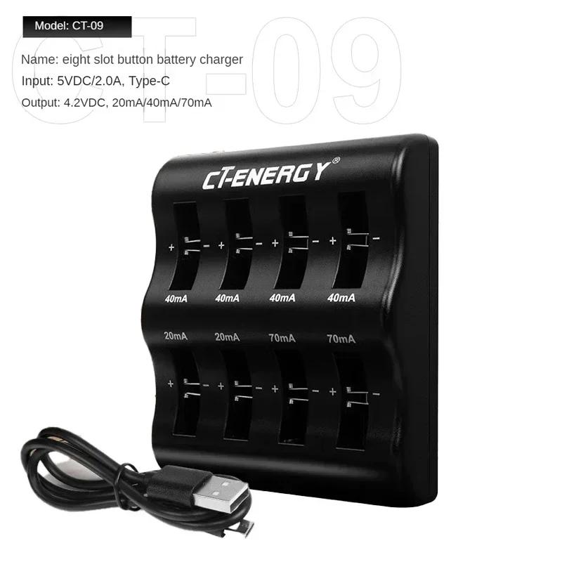 

Travel Portable Charger for 1220 1240 1620 1632 2032 2025 2016 2430 2440 2450 2477 Lithium Coin Battery 8 Slot Smart Charger 8 Slot