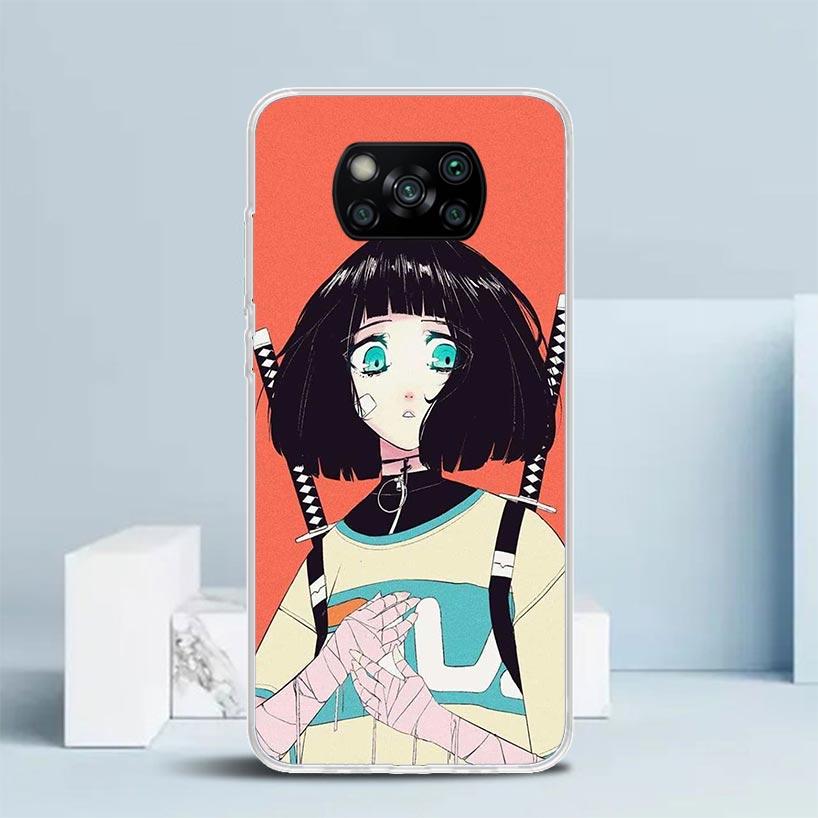 Japanese Style Anime Girl Phone Case For Xiaomi Poco F7 Ultra X5 X6 X7 Pro M7 Redmi 15C 15 13C 13 12C 12 10C 10 10A 9 9C 9A 9T C