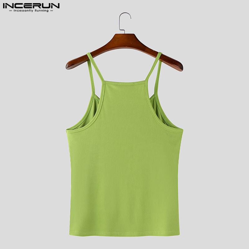 INCERUN Men Strap Sleeveless Rib Tank Tops Undershirts Camisole