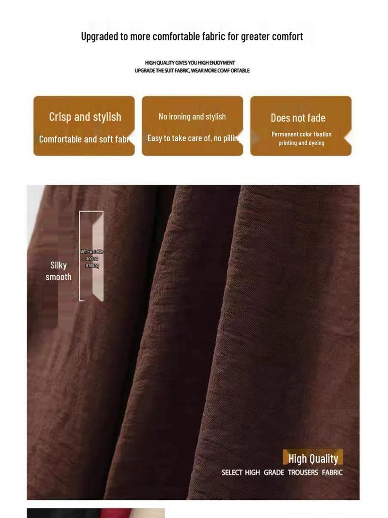 Women's Retro Drapey Wide-Leg Pants: Slimming, Elegant Straight-Leg Trousers for Spring/Summer 2025