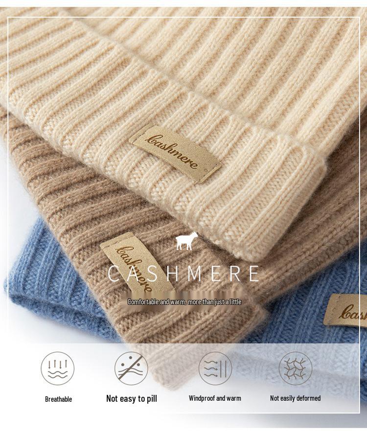 Kids' Cashmere Hat, Unisex Autumn/Winter Style, Thick Knit Wool for Warmth & Versatility.
