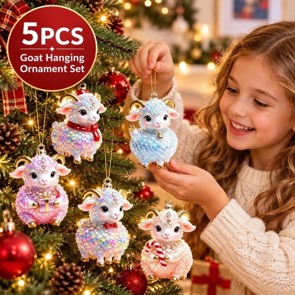 2D Flat Goat Pendant Acrylic Animal Hanging Decoration Holiday Party Decor