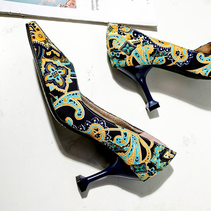 Women's high-heeled single shoes spring and summer pointed thin heels large size versatile low-top shoes