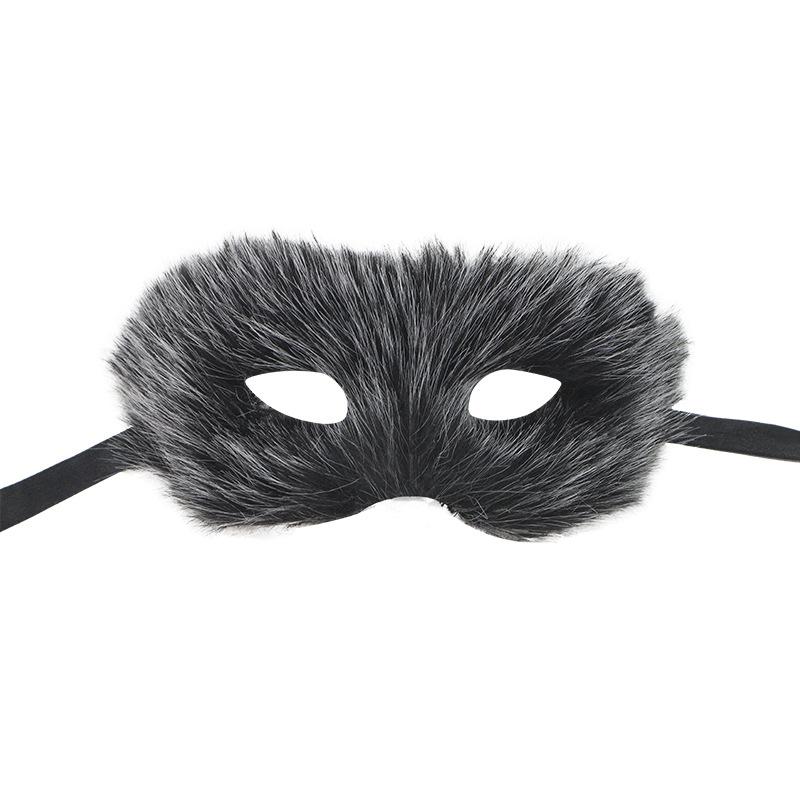 Plush Fox Cat Mask Trendy Animal Half Face Masks Costumes Prop for Halloween Christmas Masquerade Party Cosplay Props