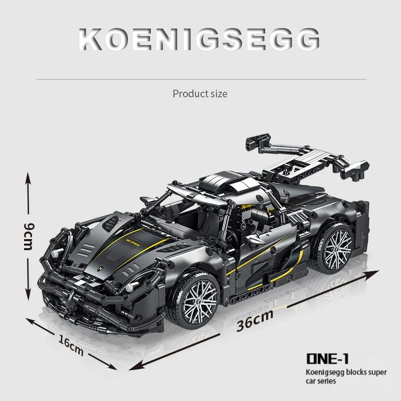 Non-Toxic New Technical Black Race Car Building Blocks Toy Creative Assembly Bricks Educational Stem Puzzle Kids Birthday Christmas Gifts