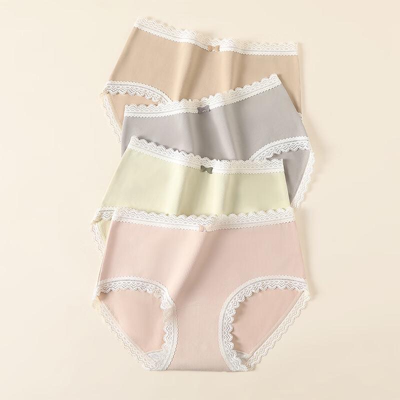 Fenteng Women's 4-Pack Antibacterial Cotton Lace Underwear