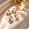 Minimalist Water Droplet Imitation Pearl Earrings with Zircon for Ladies Exquisite Bridal Bridesmaid Wedding Jewelry