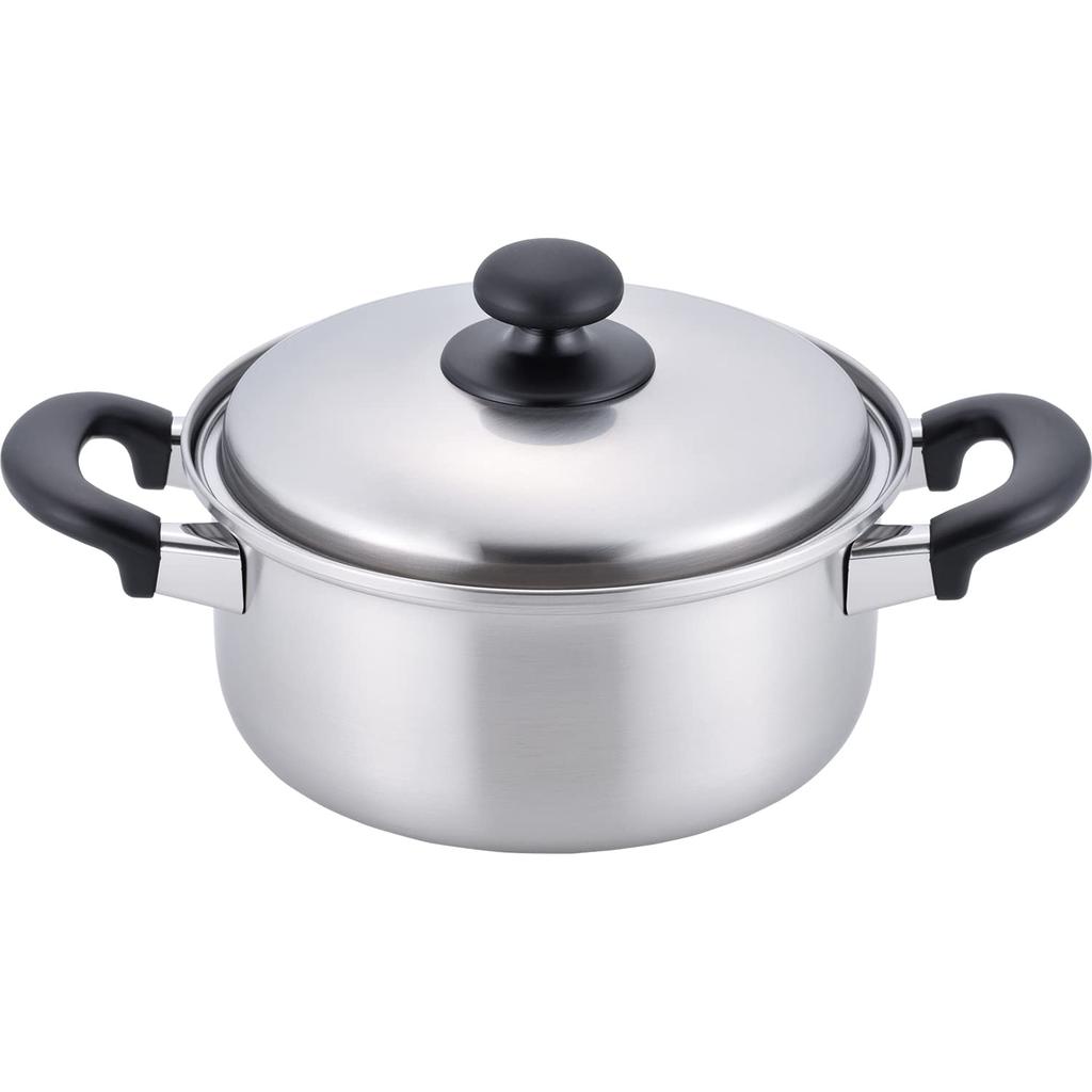 Wahei Freiz 20cm Stainless Steel Pot with Induction and Gas Enzo Tsubame-Sanjo Lid, Compatible, (EM-015)