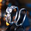 Female Silver Color White Zircon Stone Round Infinity Engagement Ring Set Vintage Bridal Wedding Bands Party Jewelry For Women