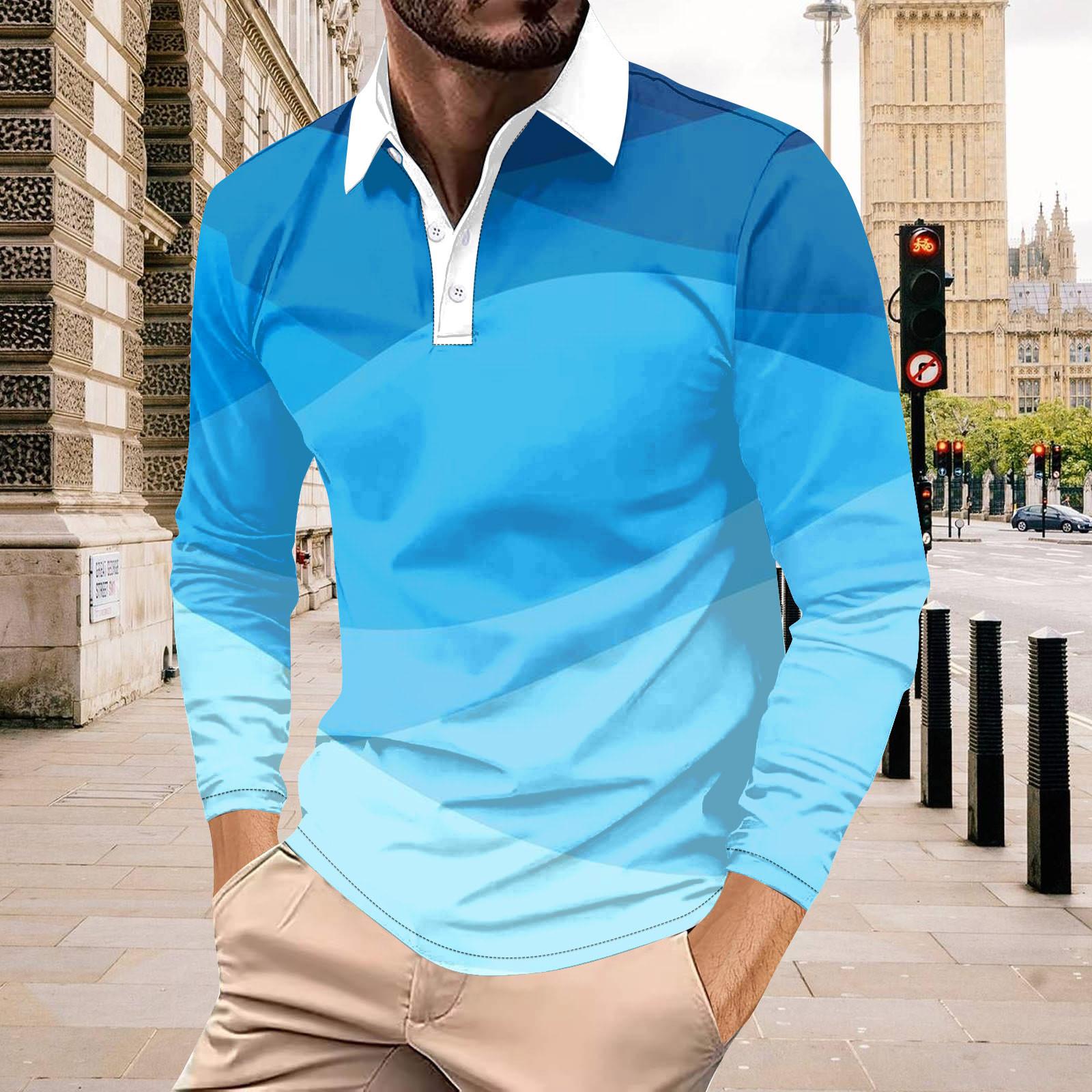 

Чоловіча сорочка для гольфу, повсякденна, спортивна, з V-подібним вирізом, ребристим коміром, довгим рукавом, модна повсякденна одноколірна однотонна весна та літо, звичайного крою XXL