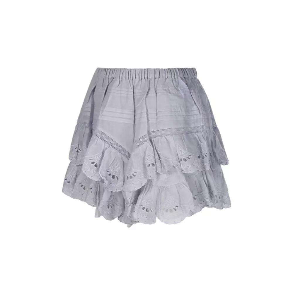 2026 Sweet French Lace Collar Shirt & Culottes Set S