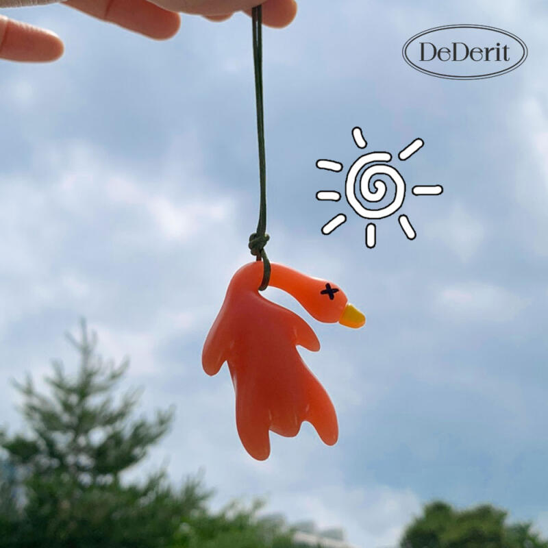 Color-Changing UV-Detecting Flaming Duck Keychain Car Prop