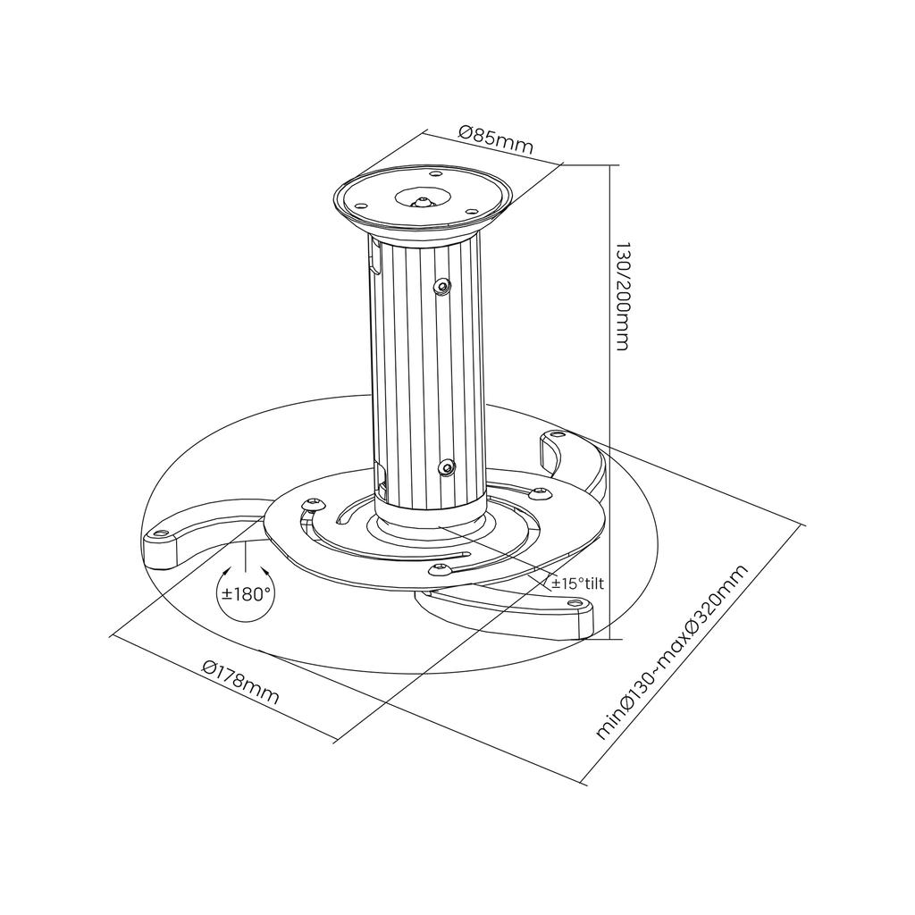 Cabletech 10 kg 360 ceiling projector mount