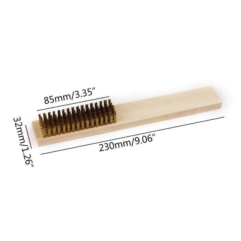 Wire Brush for Cleaning Rust Removal Plated Copper Bristles with Wood Handle Grip for Dirt & Paint Scrubbing Removing