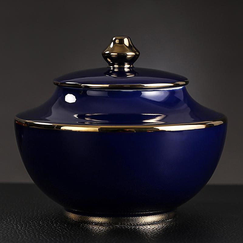 Plating Ceramic Jar with Lid Porcelain Sealed Coffee Tea Jar Porcelain Painted Gold Storage Jar Bottle Container Home Decoration