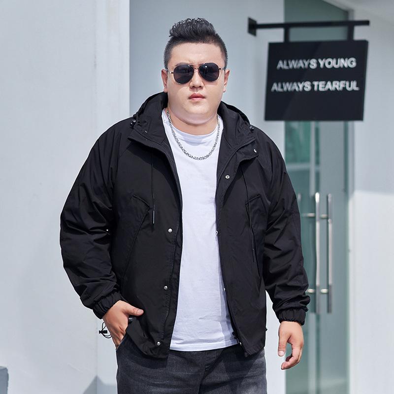 Men's Plus Size Trendy Hooded Windbreaker Jacket - American Workwear Outdoor Casual Mountaineering Apparel