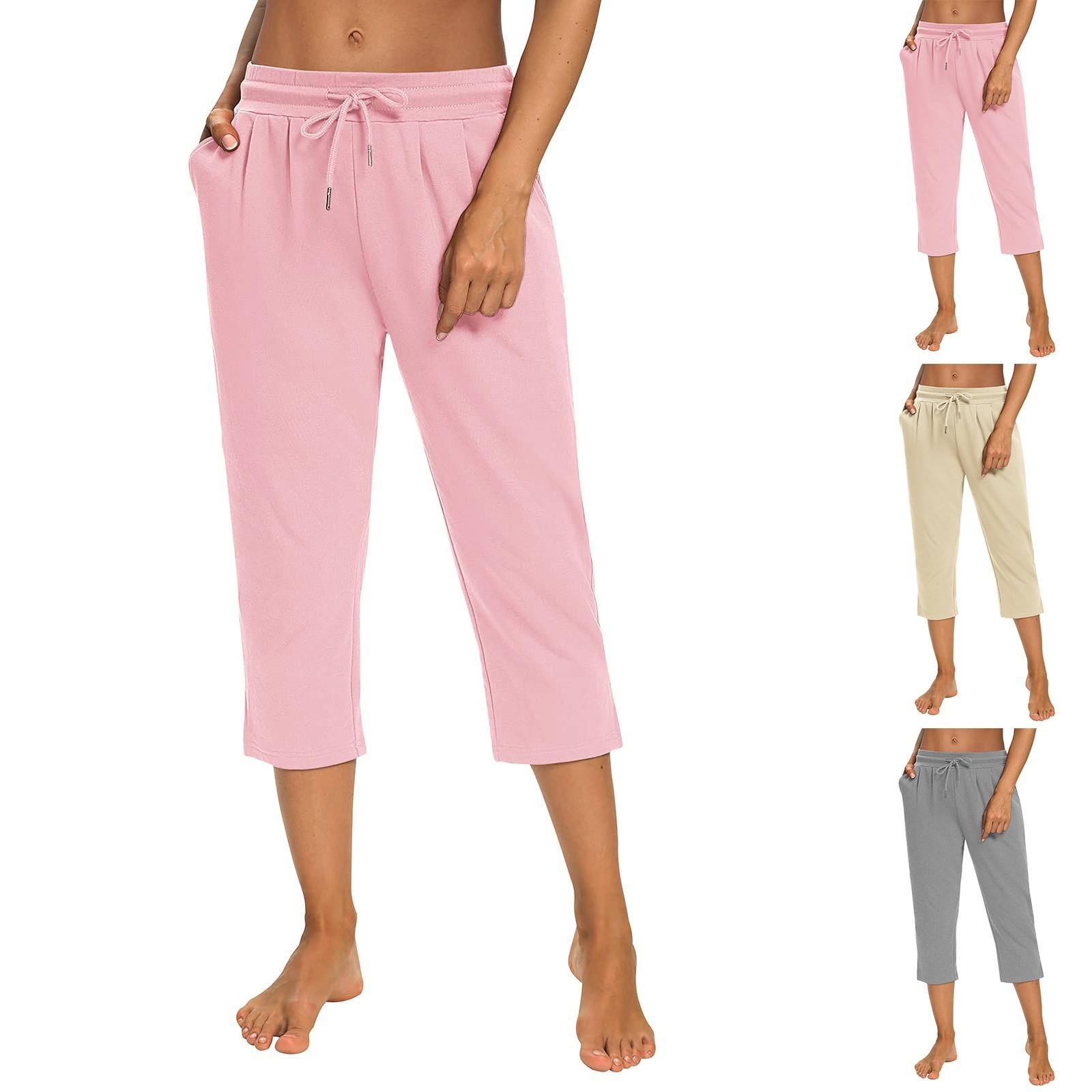 

Women s Loose Mid-Low Waist Cropped Casual Pants L чёрный