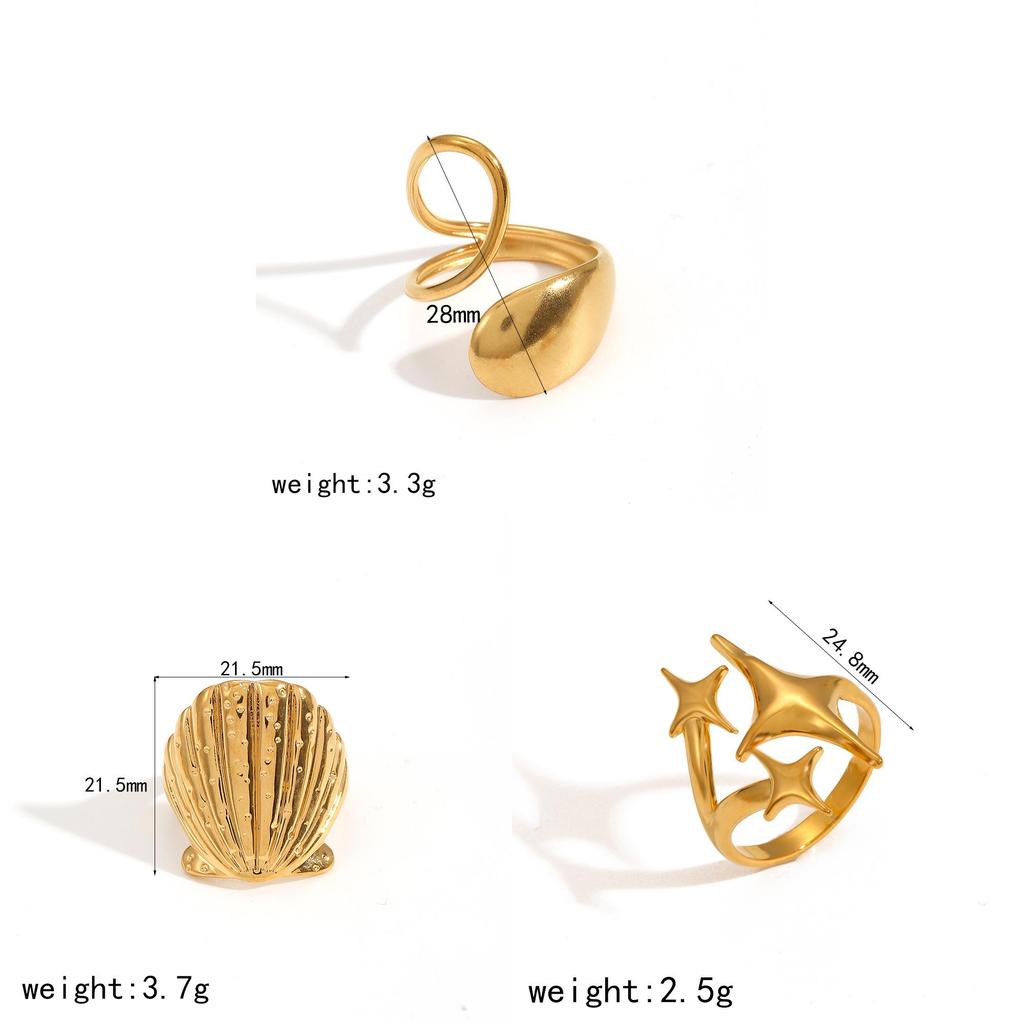 Style Geometric Stainless Steel Ring With 18k Gold Plating For Women And Men