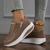 Zapatos deportivos casuales para mujer, zapatillas transpirables, cómodas, con tacón de cuña y suela gruesa, zapatos con cordones