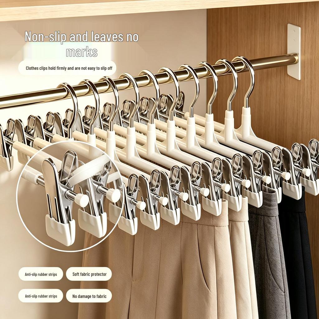 Umeraș pentru pantaloni din oțel inoxidabil antiderapant: Organizator pentru dulap, fără urme, pentru blugi și pantaloni de costum