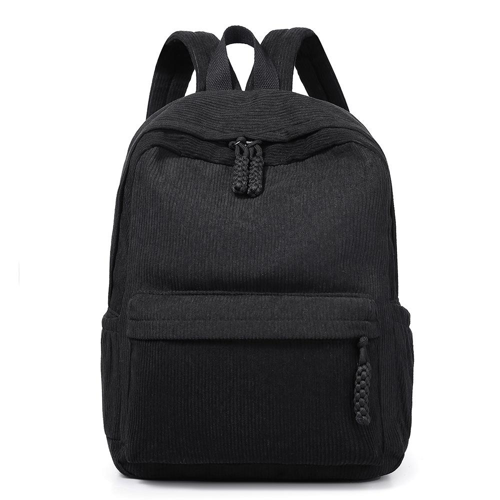 

New Corduroy Small Backpack Female College Student Backpack Casual Versatile Large Capacity Travel School Bag чёрный