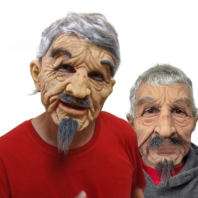 Maschere di personaggi realistiche in silicone: maschera da vecchio, maschera da vecchio calvo, maschera da vecchia che fuma, maschera da vecchio dai capelli neri