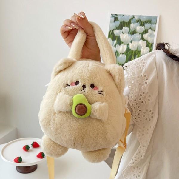 Japanese Cute Avocado Rabbit Plush Handbag - Soft Crossbody Bag for Girls