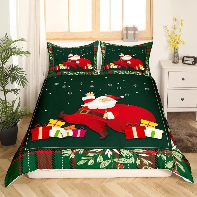 Christmas Duvet Cover Set King Queen Full Twin Size For Kids Teens Adults Polyester Bedding With Pillowcase