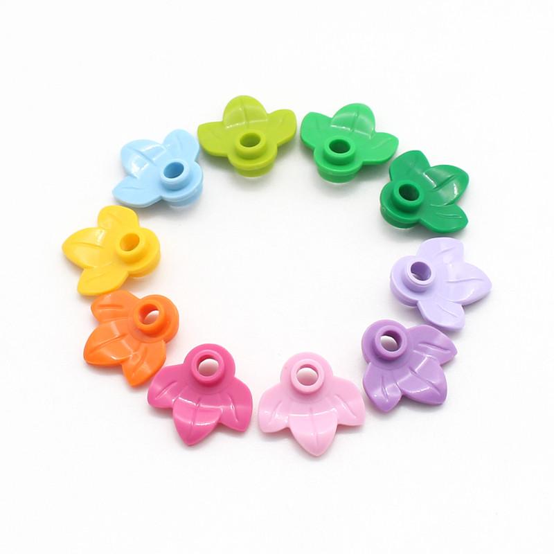 100pcs MOC 32607 Plant Plate Round 1x1 Leaves Pumpkin Tree DIY Enlighten Building Bricks Compatible Children Diy Bricks Toy
